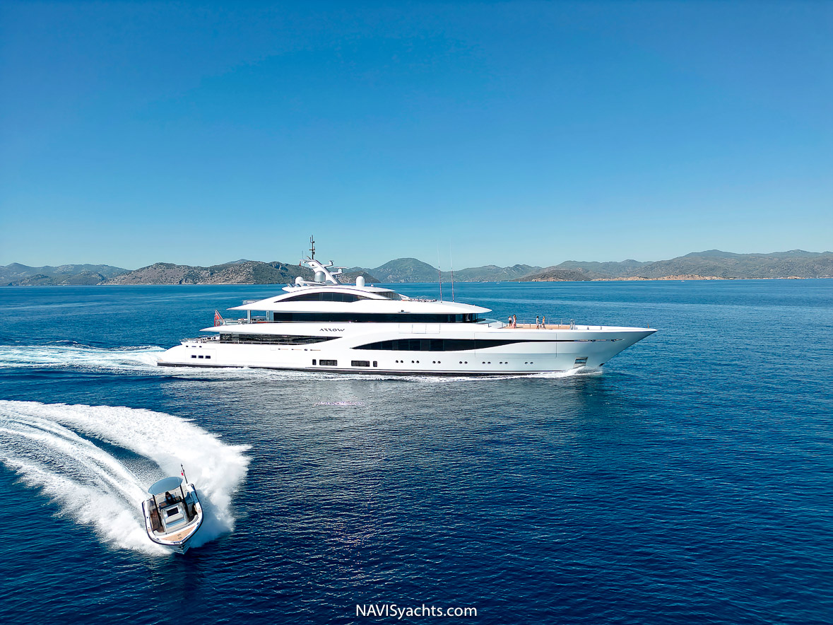 The 75-meter yacht, a first-time collaboration between Jonny Horsfield of H2 Yacht Design and FEADSHIP