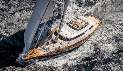 Perini Navi 45-Meter Blush: Discover the beauty and elegance of the luxury sailing yacht, Blush, crafted by renowned shipyard Perini Navi.