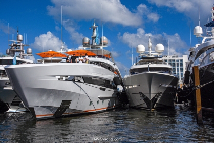 Visitors exploring Superyacht Village at FLIBS 2023, Florida's premier yacht event