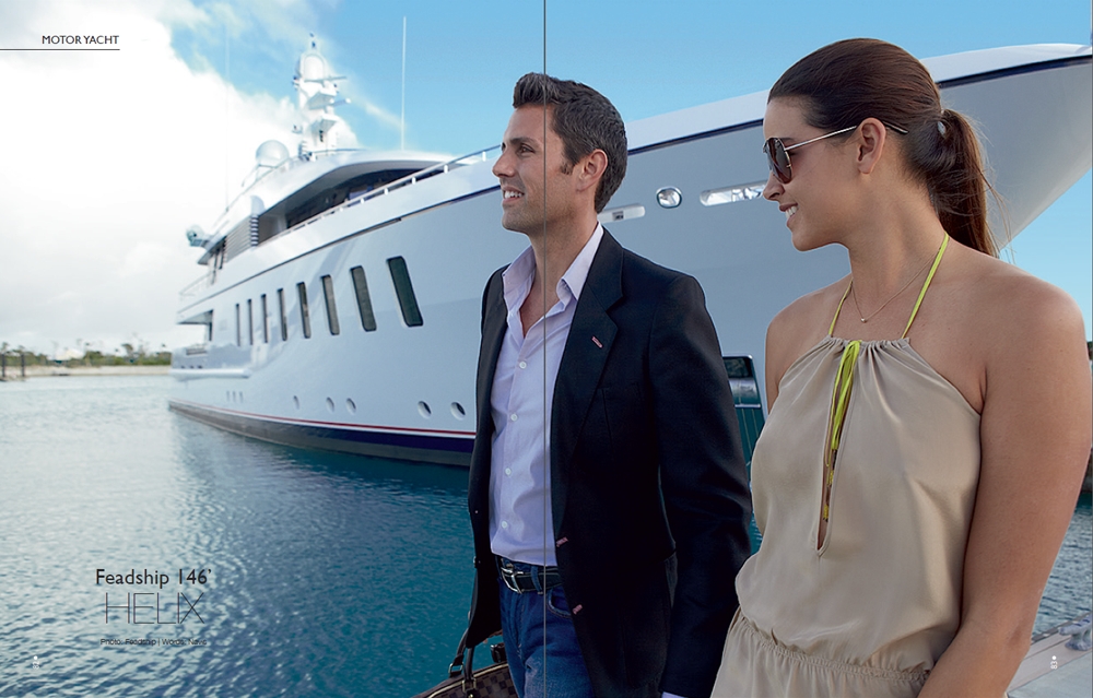 The luxurious social yacht, the Feadship 146 Helix