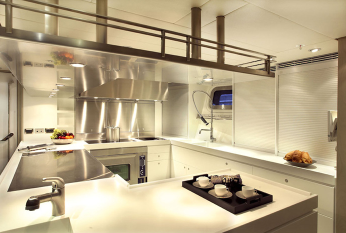 Alloy Red Dragon superyacht's kitchen