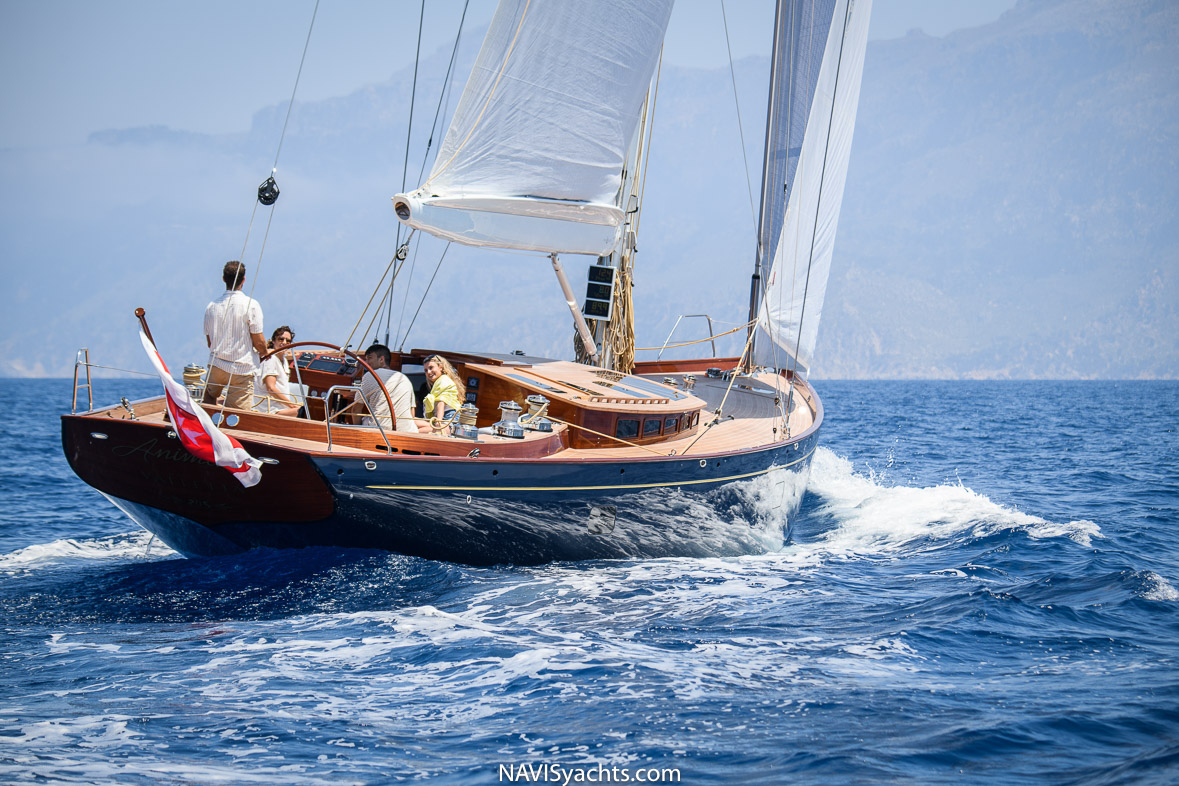 Hand-built craftsmanship: perfectly laid soft wood decking and impeccable mahogany fittings on Spirit Yachts 72 DH Anima II