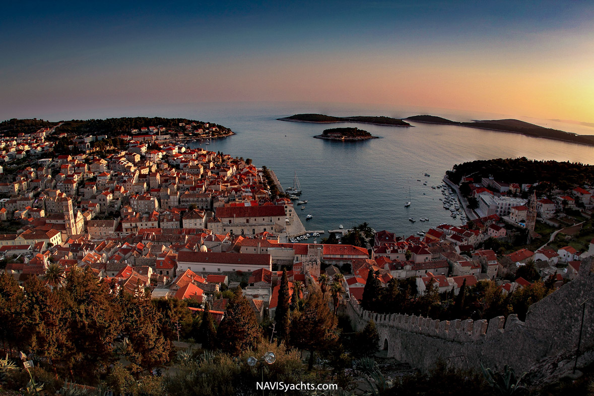 Luxury yacht sailing on the crystal-clear waters of the Adriatic near the Croatian coast.