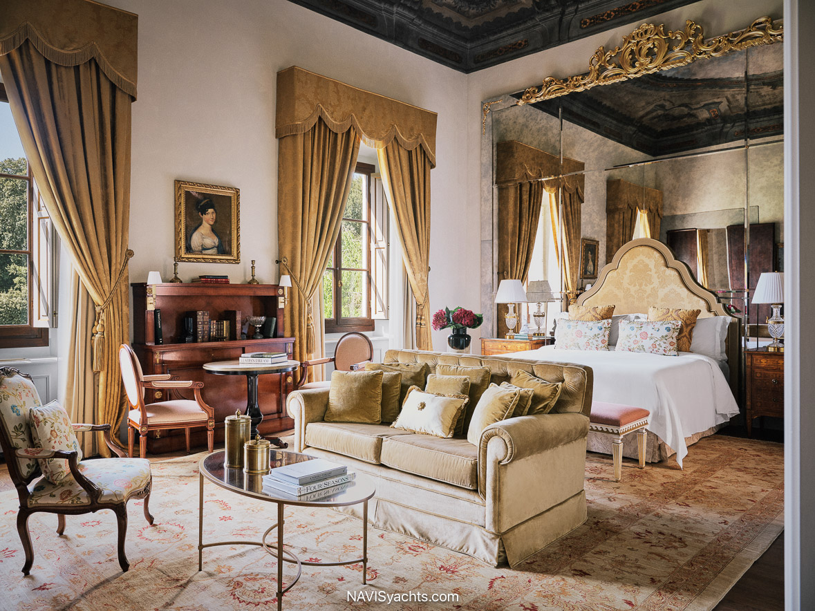 Four Seasons Hotel Firenze in Florence, showing the historic Renaissance palazzo and private garden setting