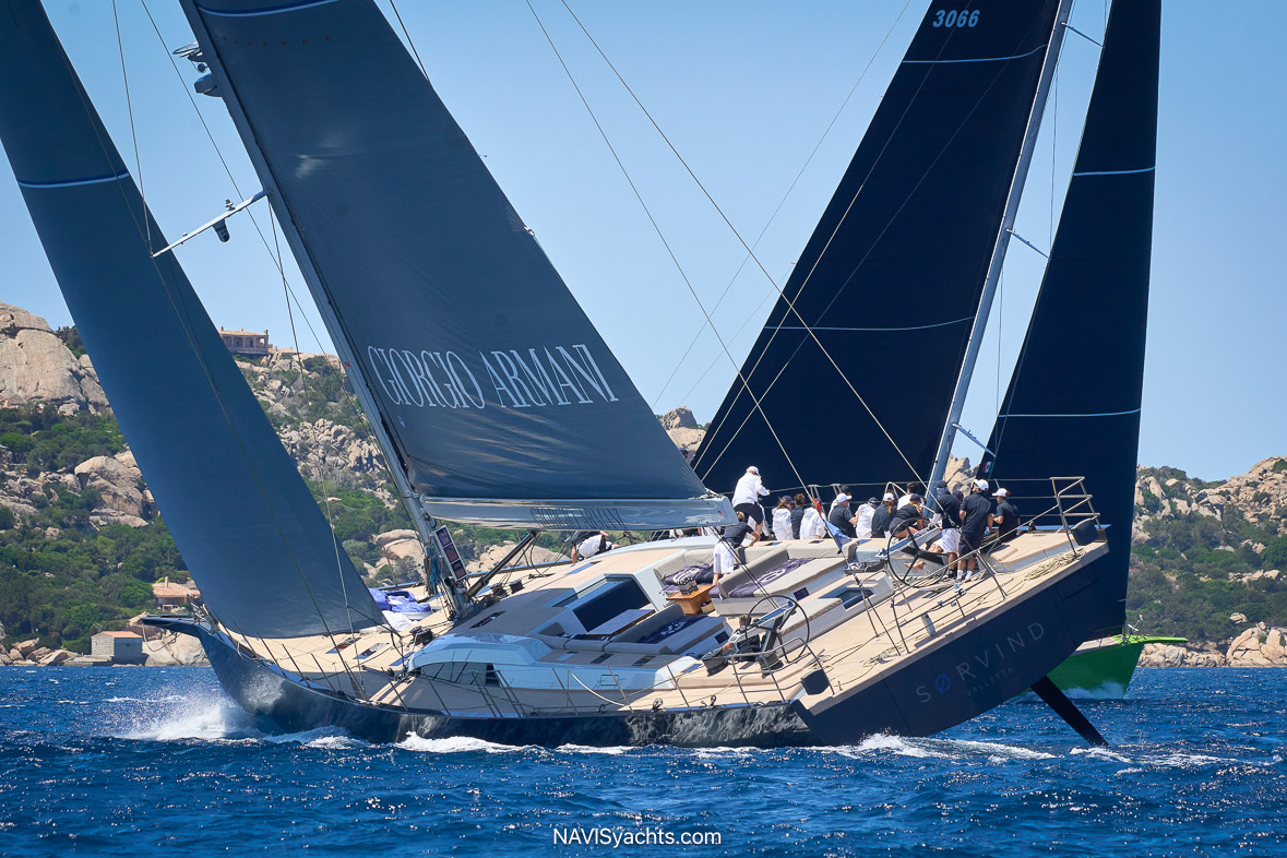 Giorgio Armani Superyacht Regatta 2026 fleet racing off Porto Cervo