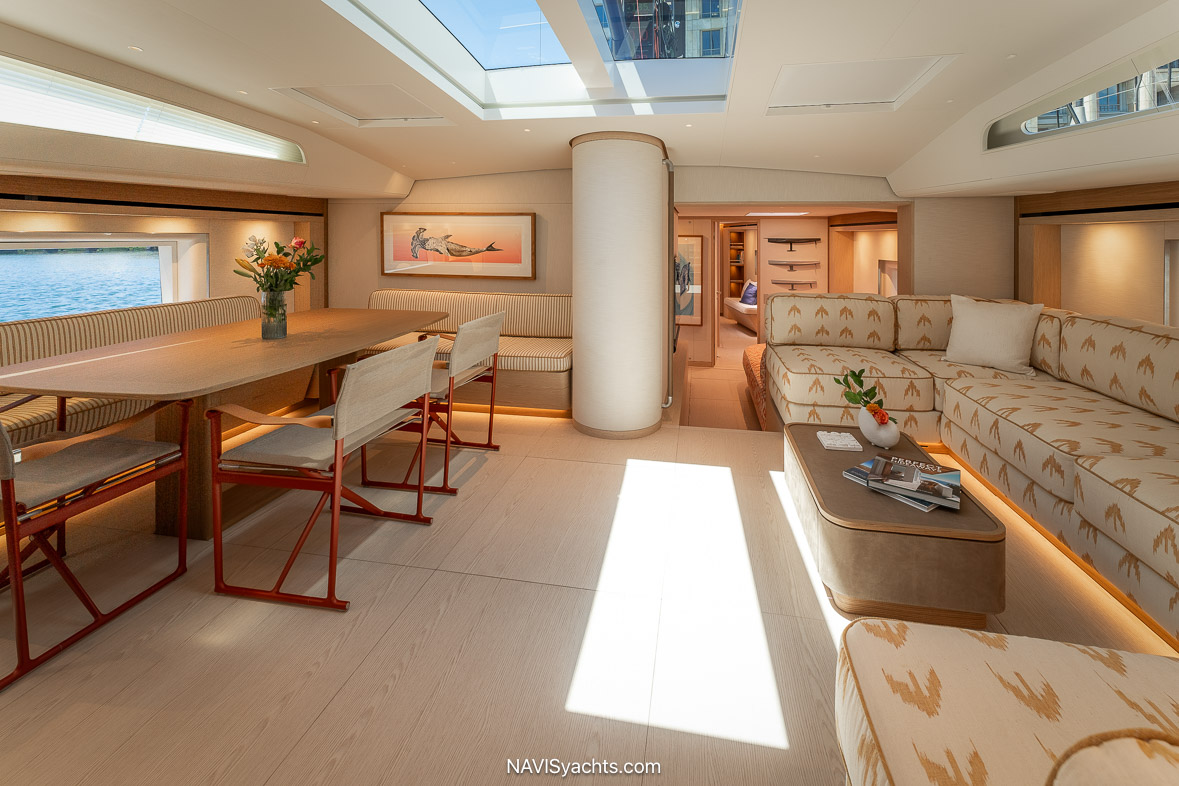 Kiboko 4 marine-inspired interior aboard Southern Wind 108