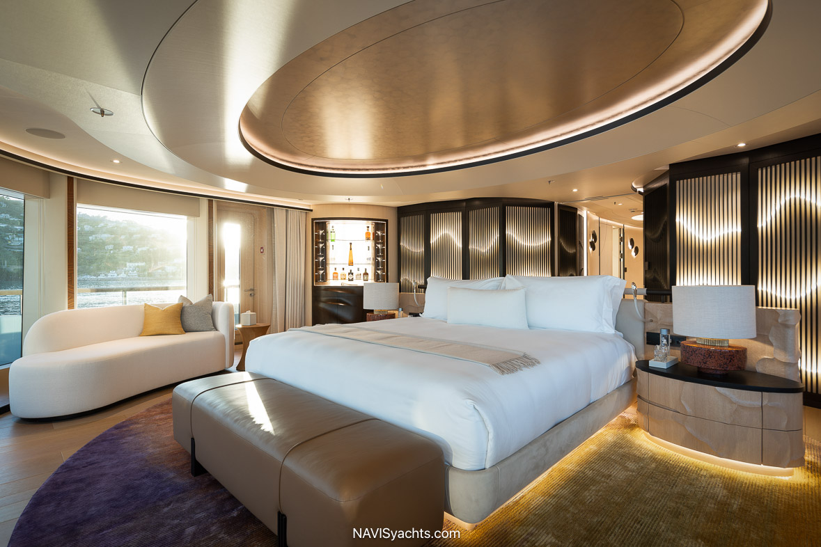 Amels Synthesis owner’s deck with private Jacuzzi and panoramic sea views