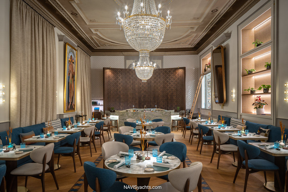NEORA Greek restaurant at Grand Hotel des Bains Kempinski in St. Moritz