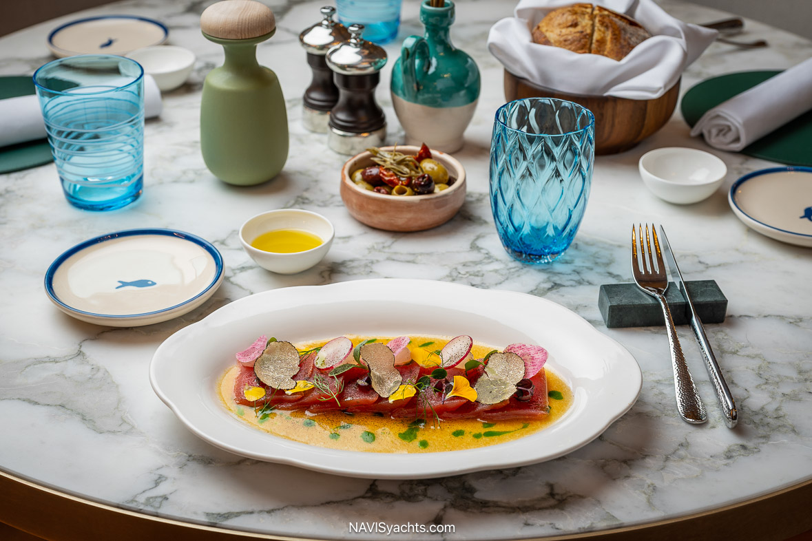 Greek meze and signature dishes served at NEORA St. Moritz