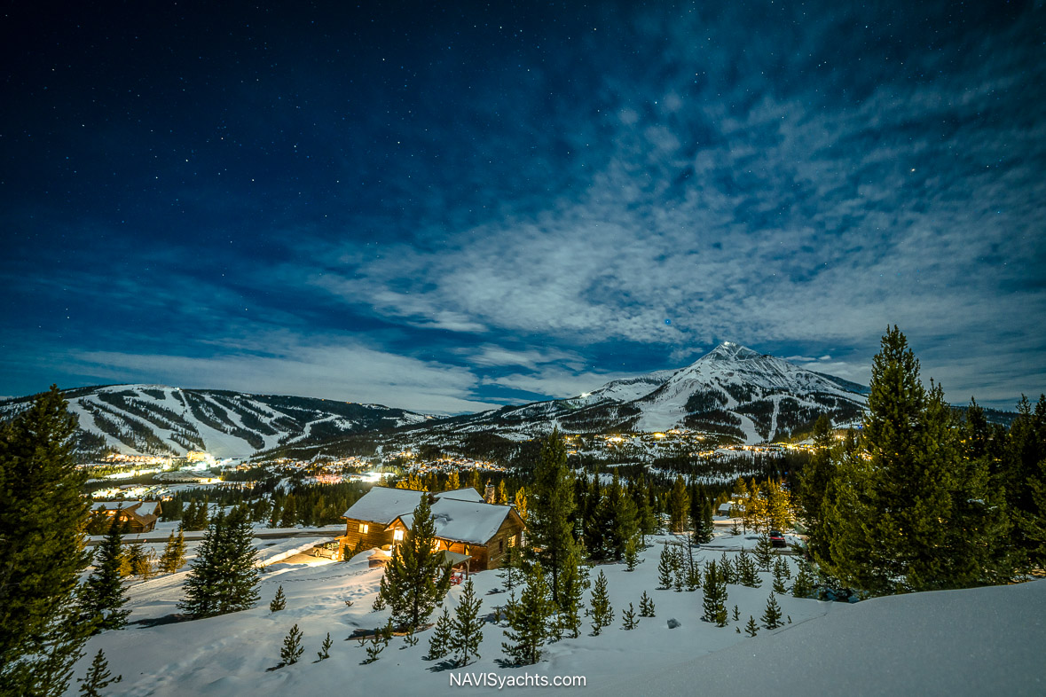 Mountain Village at Big Sky Resort in winter