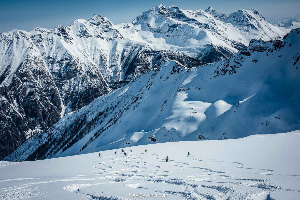 CMH heli-skiers in the British Columbia backcountry