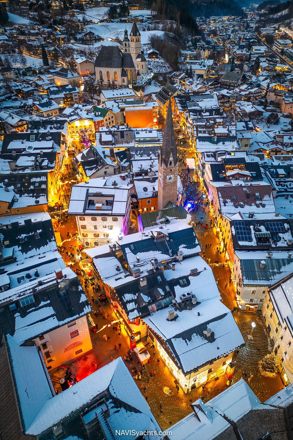 Kitzbühel old town with colorful historic buildings