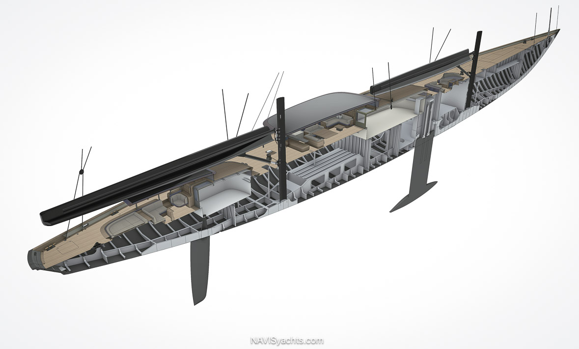     Sailing Yacht Zero hull and underwater hydrogeneration system