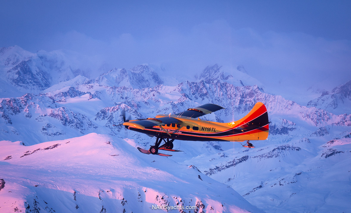 Powder skiing at Tordrillo Mountain Lodge Alaska