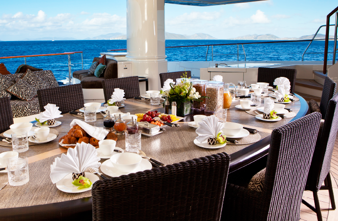 The Hemisphere superyacht dining area