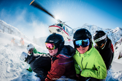     CMH Heli-Skiing helicopter in the mountains of British Columbia