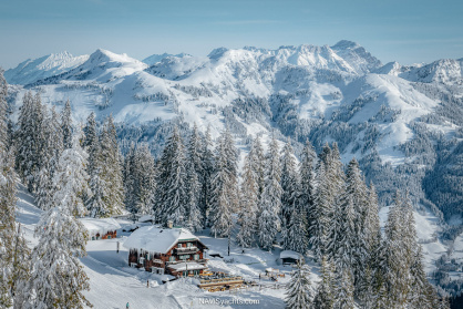 Kitzbühel Austria in winter with the snow-covered Kitzbühel Alps
