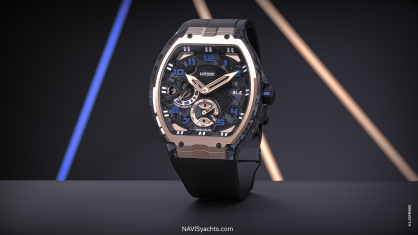 Lorige Bleu Asphalte Gold Edition luxury watch with rose gold and racing carbon case